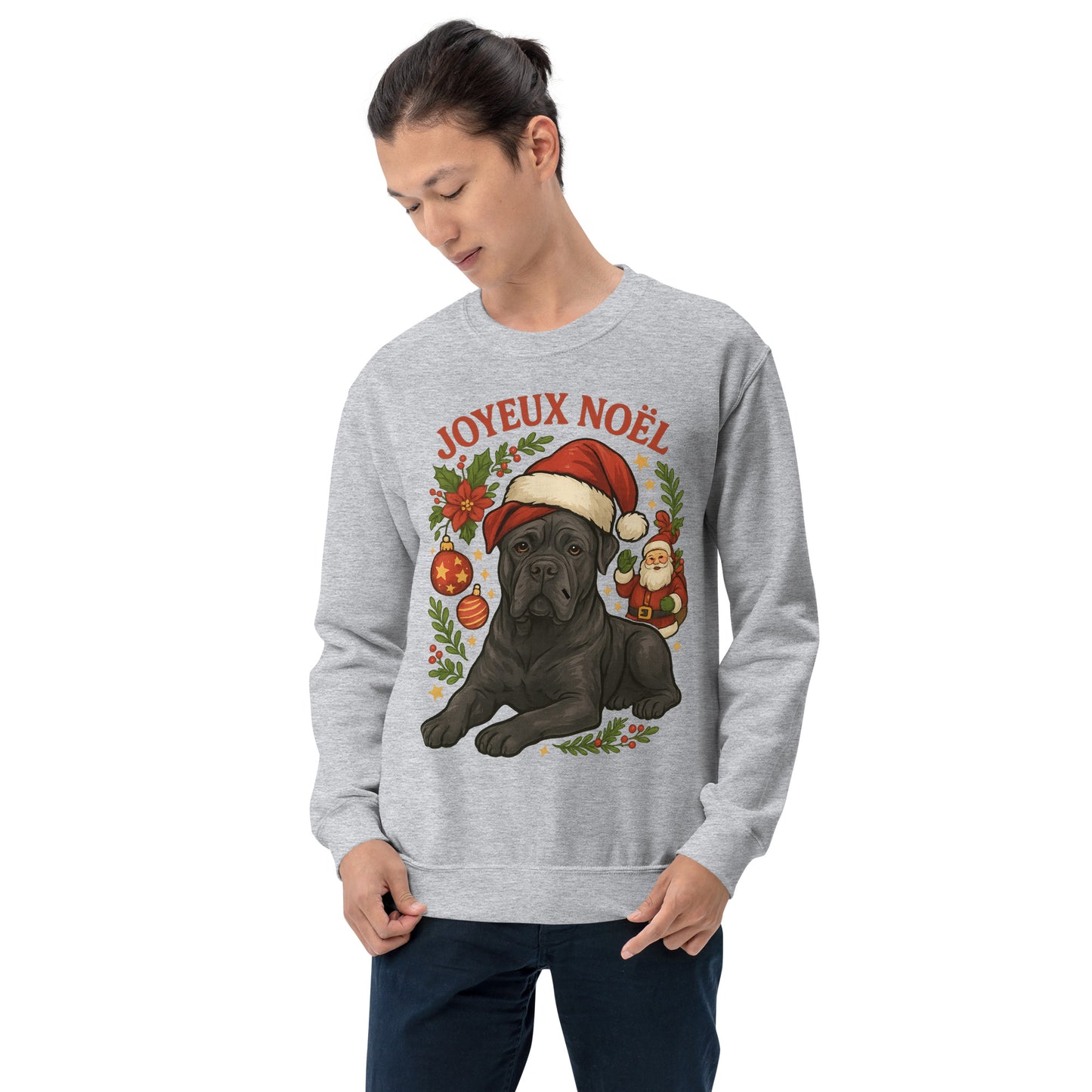 Sweat adulte Unisexe à Col Rond gris Noel Cane Corso