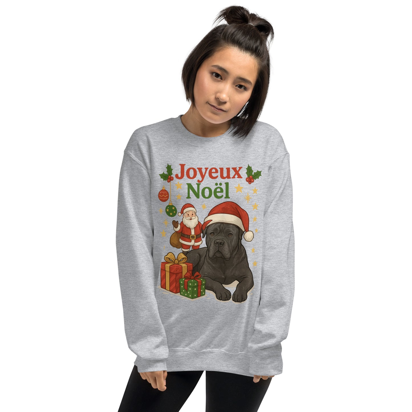 Sweat adulte Unisexe à Col Rond gris Noel Cane Corso