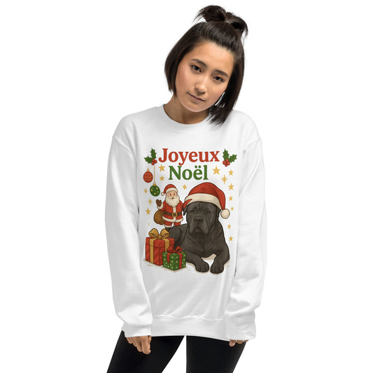 Sweat adulte Unisexe à Col Rond blanc Noel Cane Corso