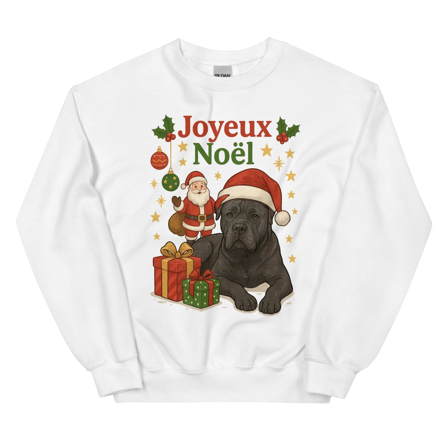 Sweat adulte Unisexe à Col Rond blanc Noel Cane Corso