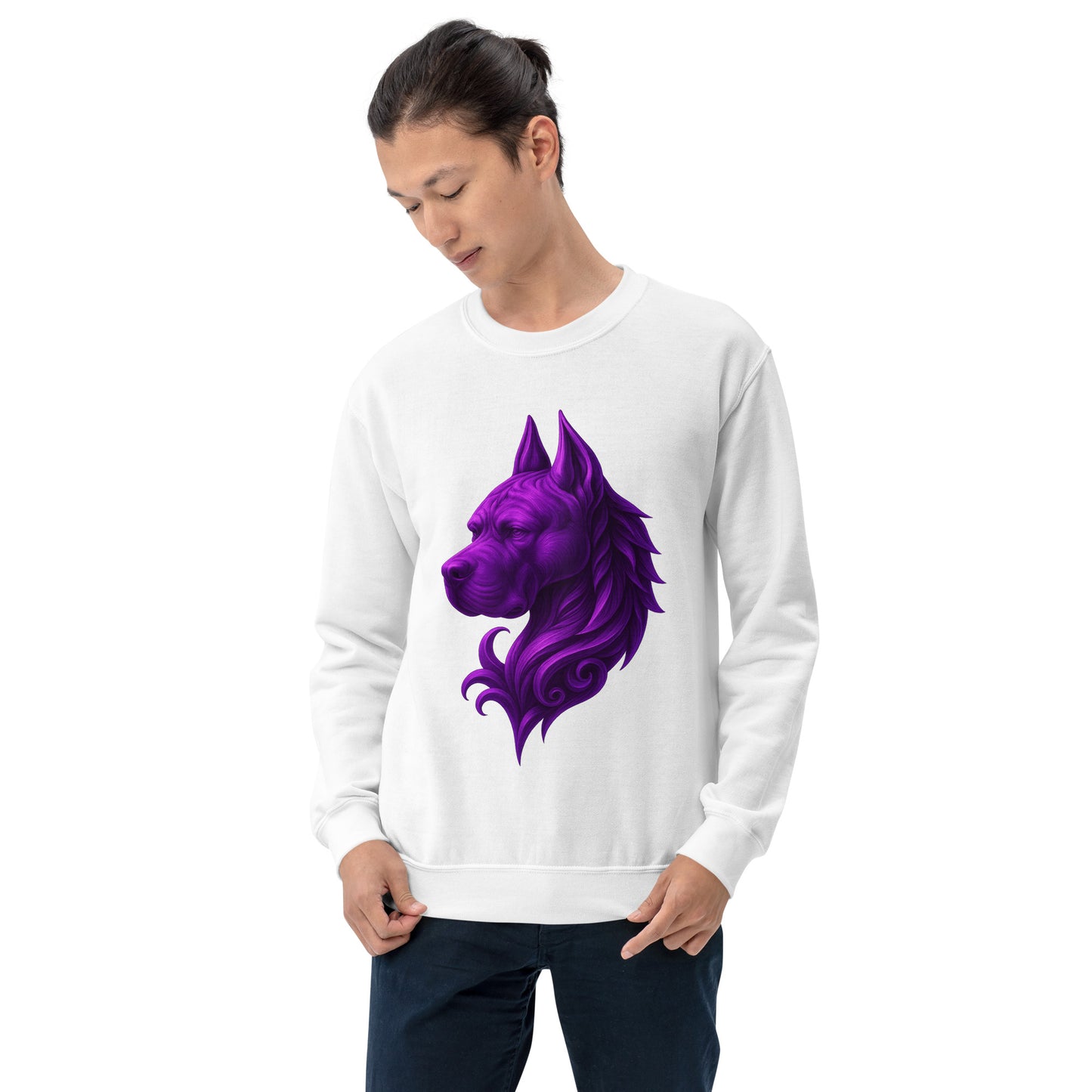 Sweat Unisexe adulte à Col Rond blanc tête majestueuse Cane Corso