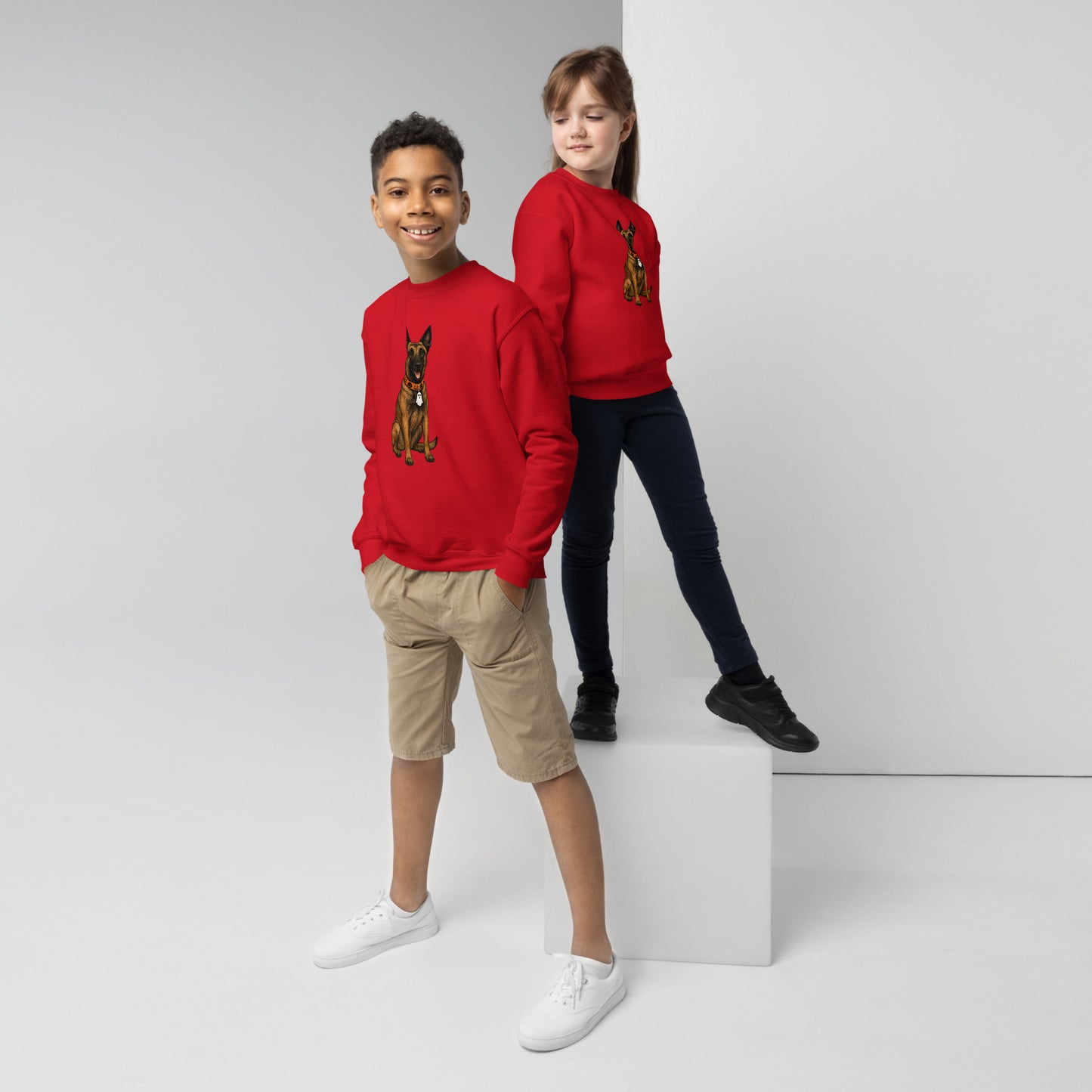 Sweat classique enfant rouge Malinois halloween