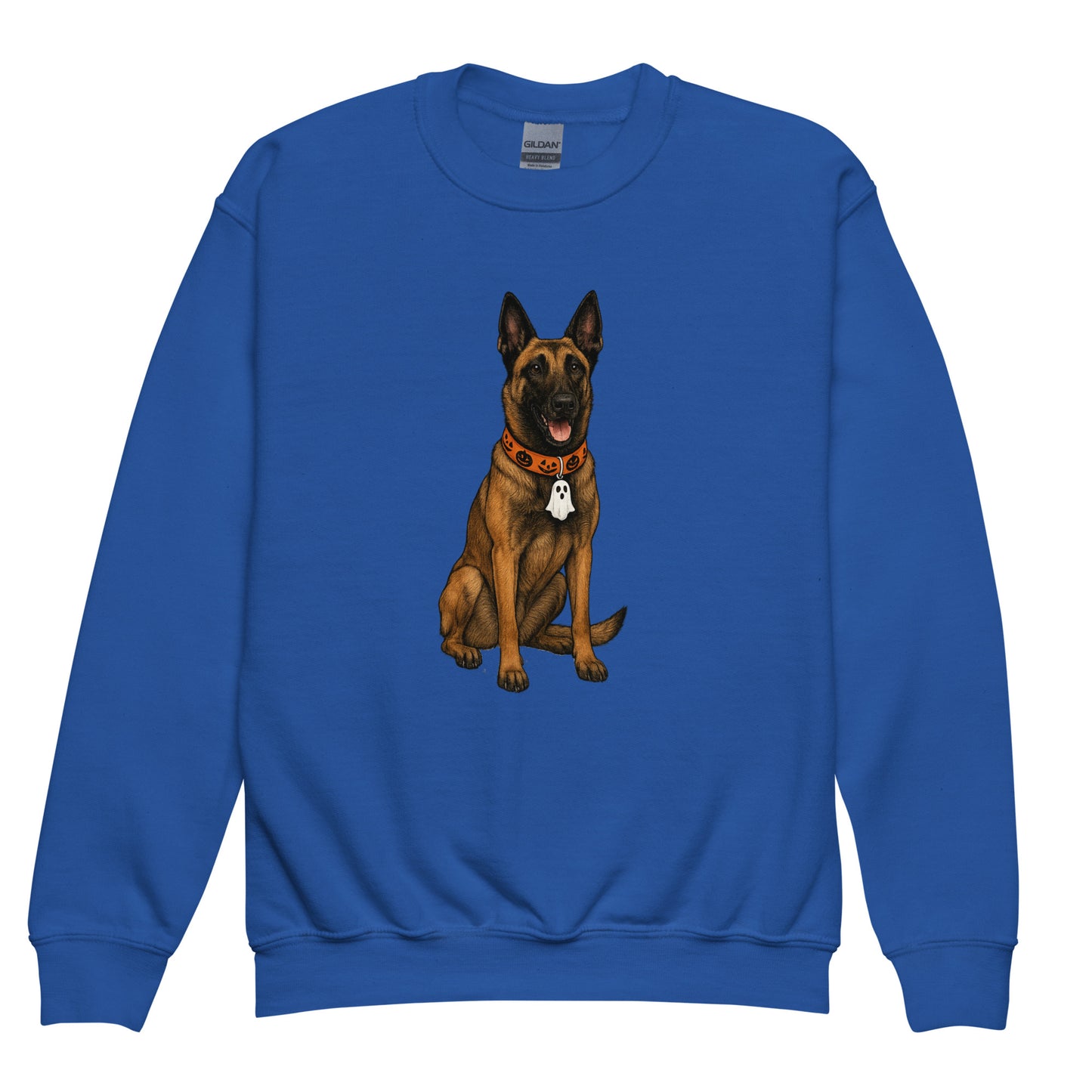 Sweat classique enfant bleu Malinois halloween