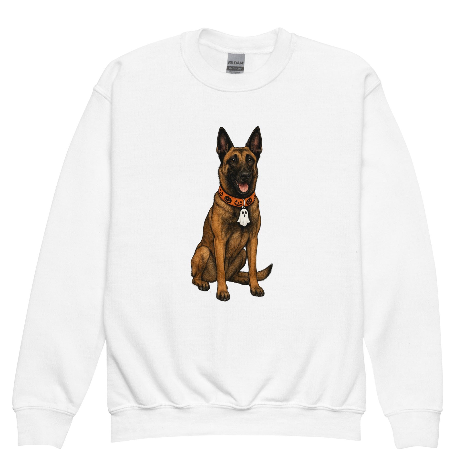 Sweat classique enfant blanc Malinois halloween
