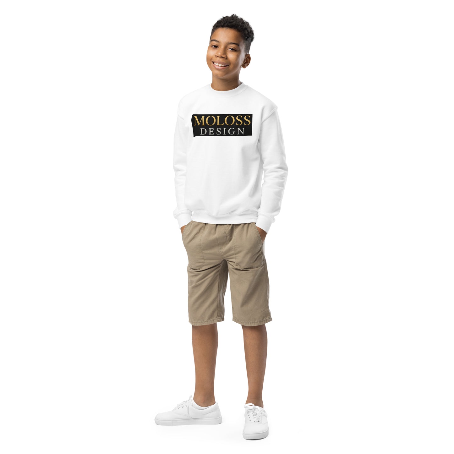 Sweat classique enfant unisexe blanc logo MolossDesign
