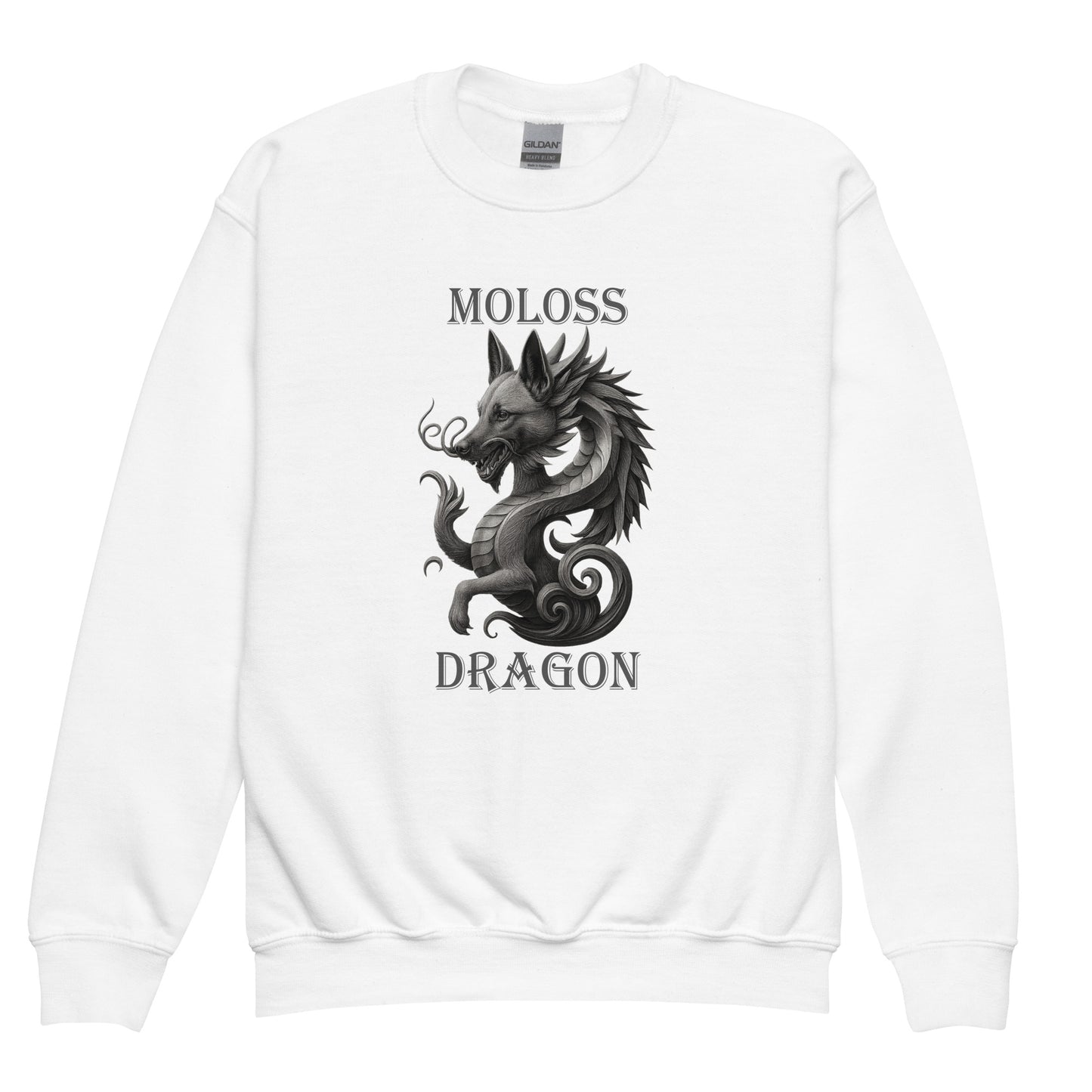 Sweat classique enfant unisexe blanc Moloss Dragon Malinois
