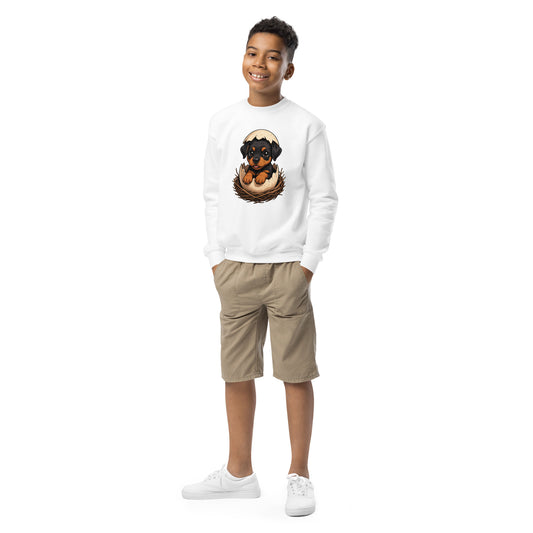 Sweat classique enfant unisexe blanc Dobermann coquille nid