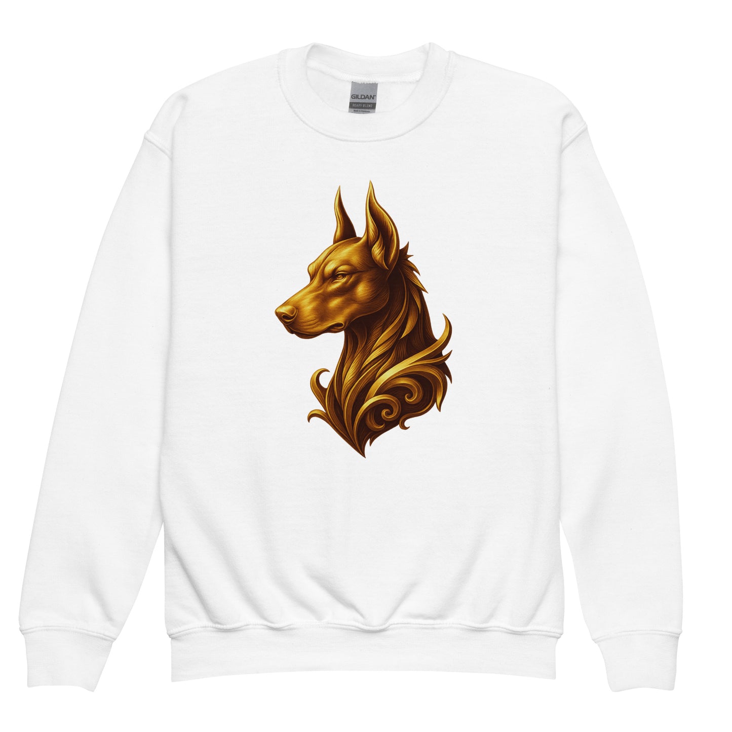 Sweat classique enfant unisexe blanc tête majestueuse Dobermann