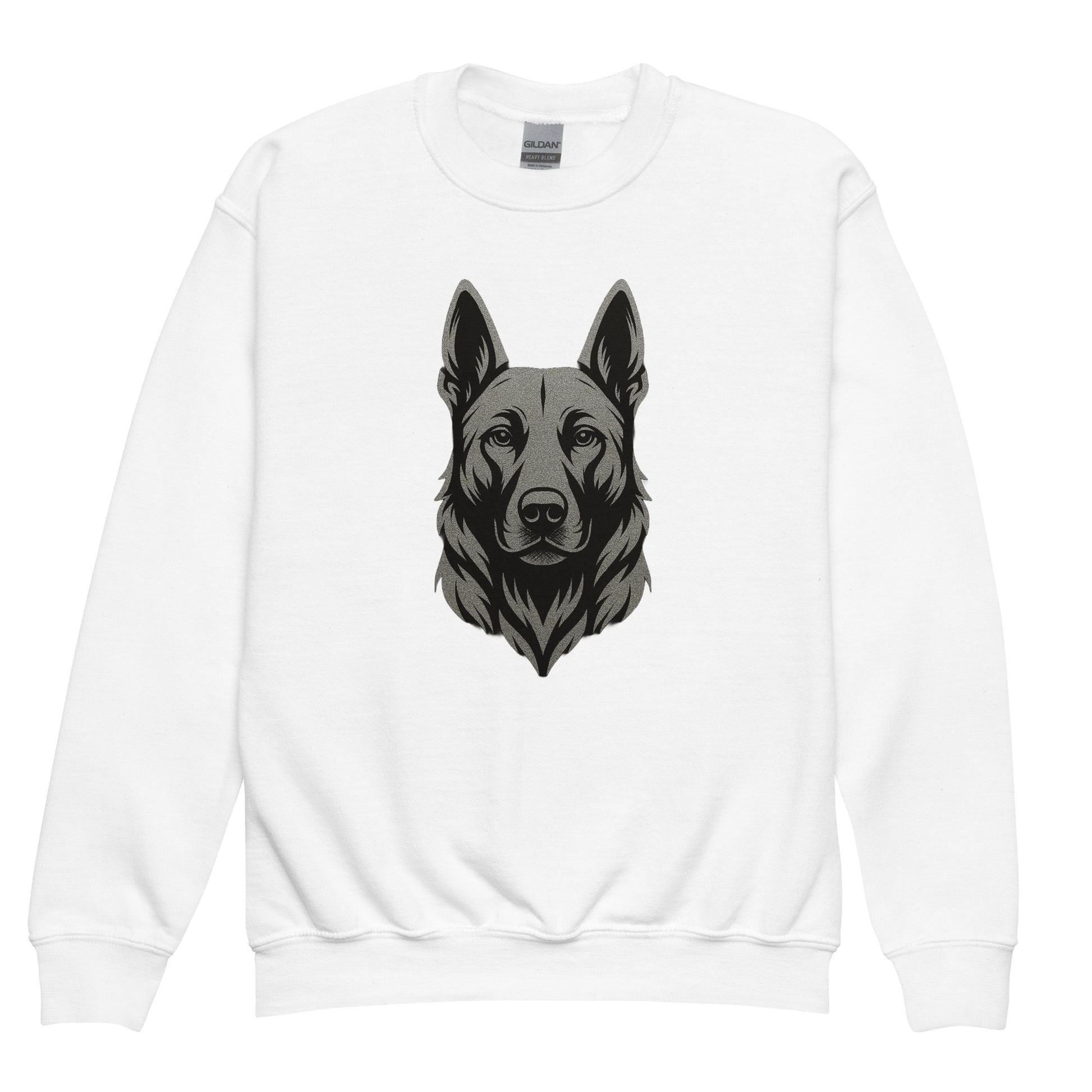 Sweat classique enfant unisexe blanc logo Malinois argenté