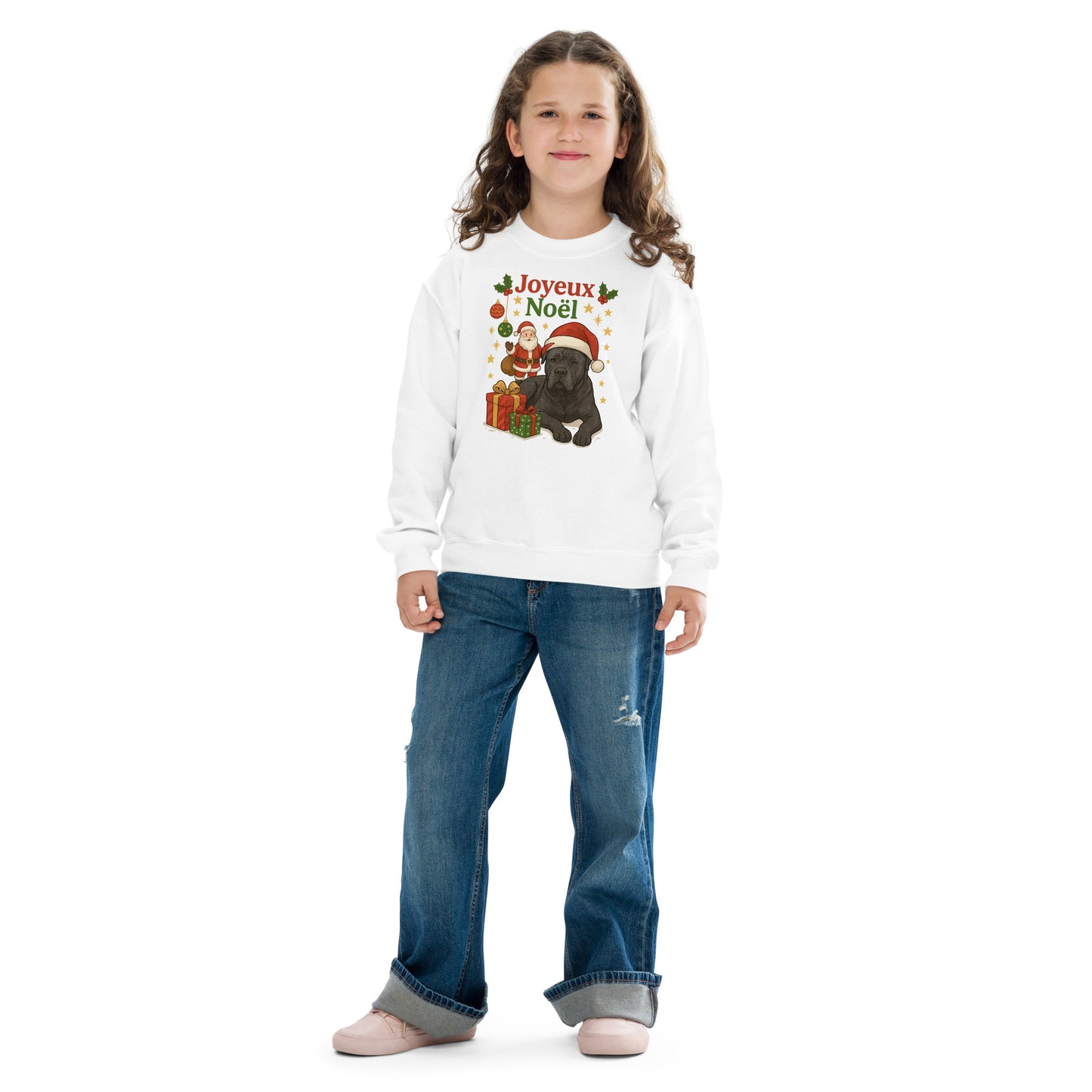 Sweat classique enfant unisexe blanc noel Cane Corso