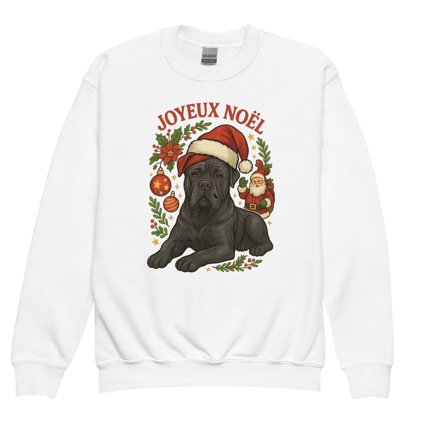 Sweat classique enfant unisexe blanc noel Cane Corso