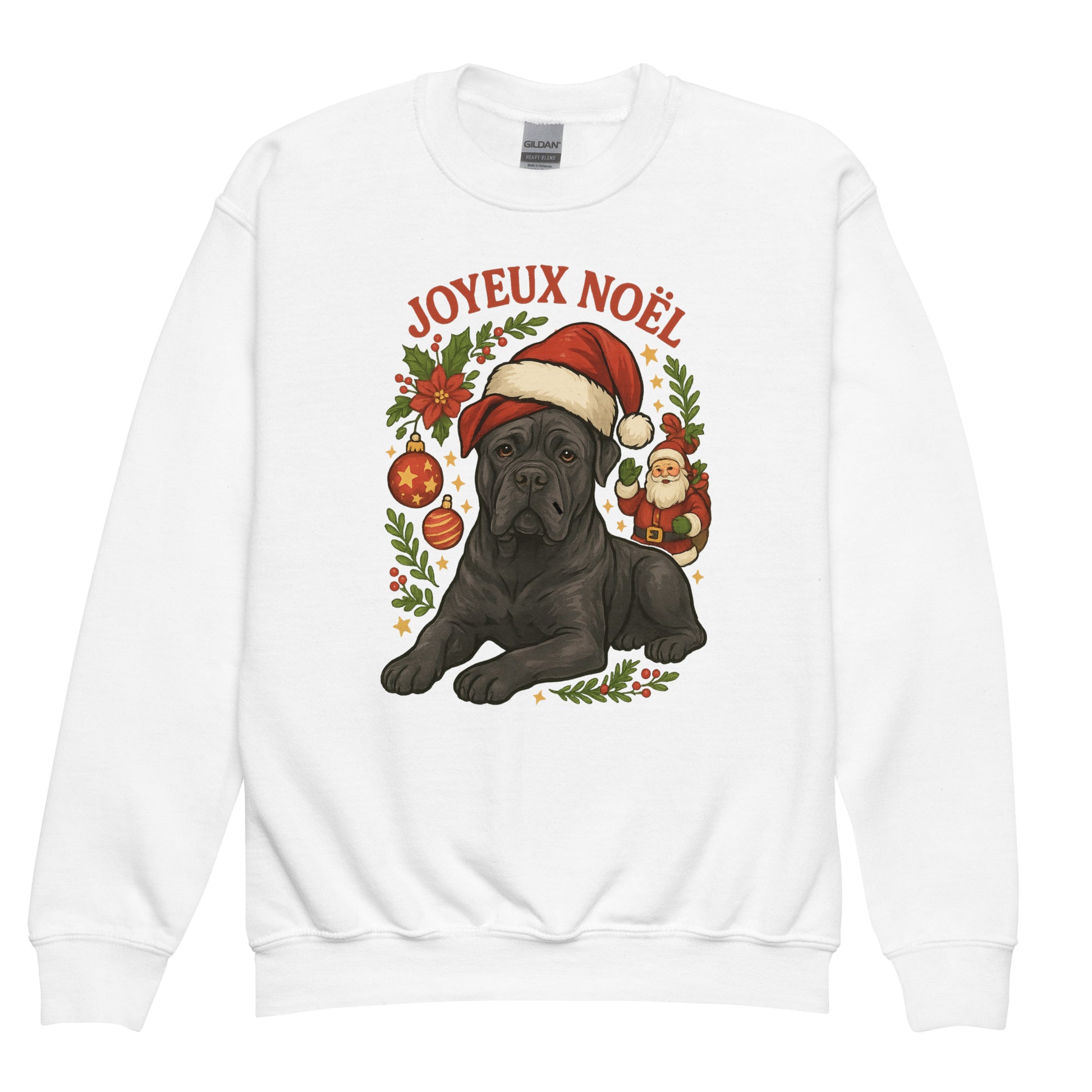 Sweat classique enfant unisexe blanc noel Cane Corso