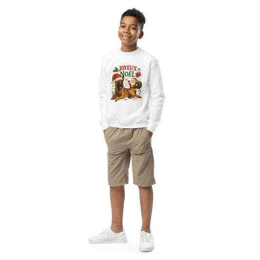 Sweat classique enfant unisexe blanc Noel Malinois