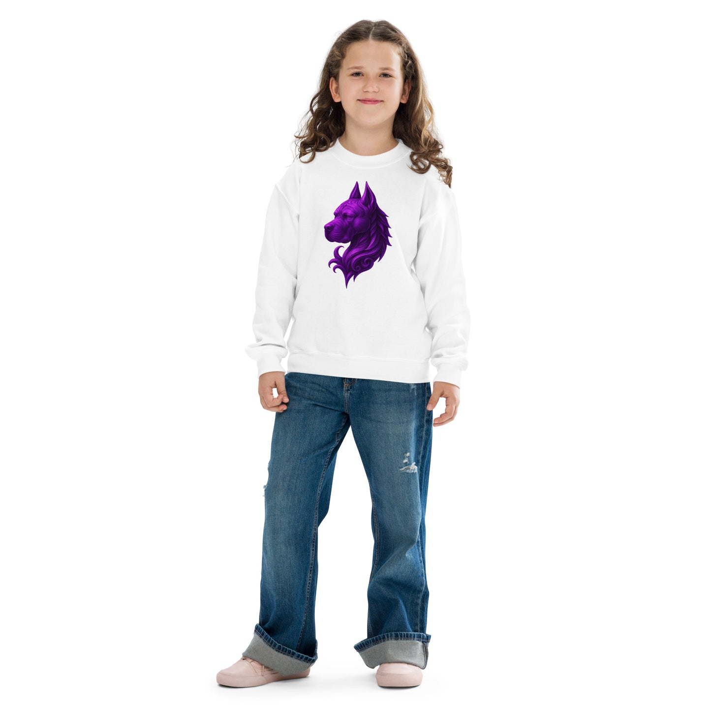 Sweat classique enfant unisexe blanc tête majestueuse Cane Corso